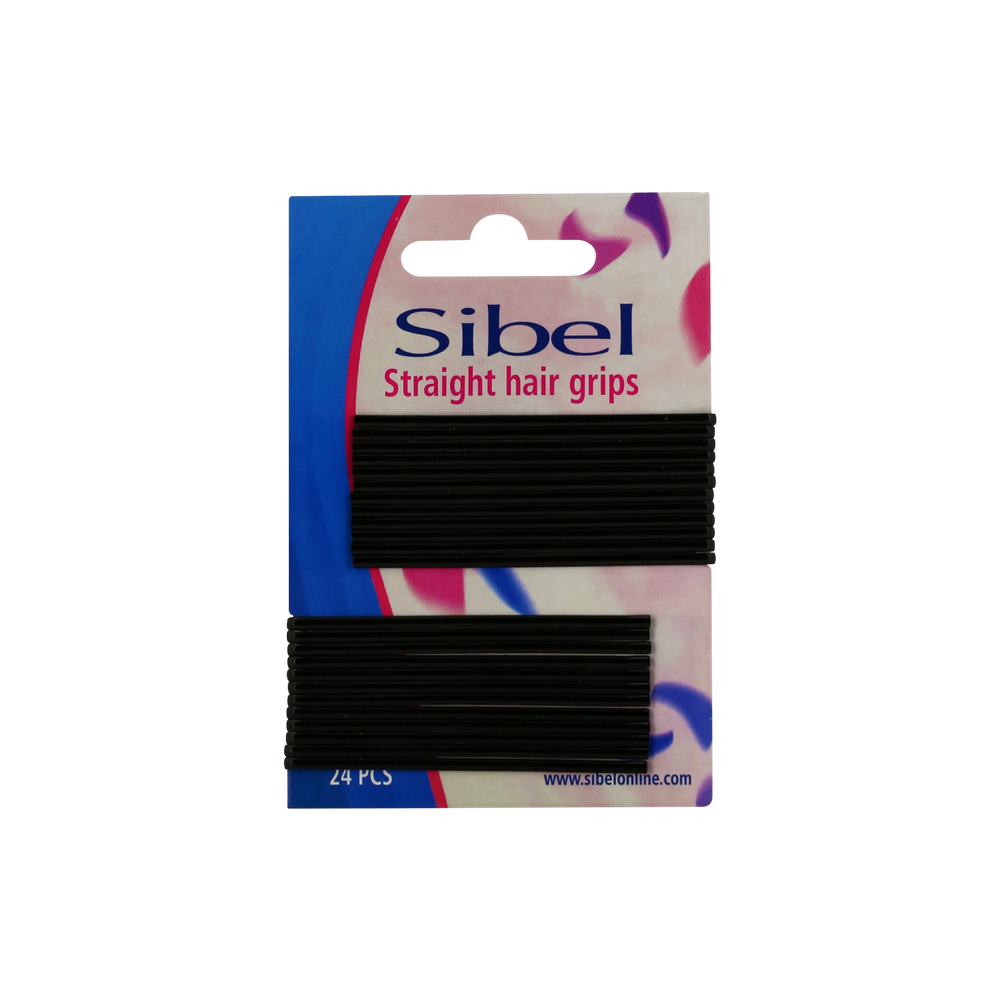 Sibel Straight Rechte Haarklemmen 70mm Zwart 24 Stk.