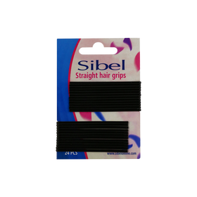 Sibel Straight Rechte Haarklemmen 70mm Zwart 24 Stk.