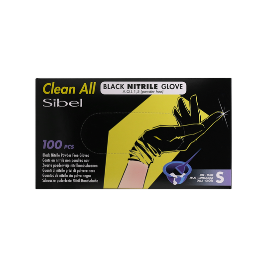 Clean All Gants Noirs en Nitrile S x100