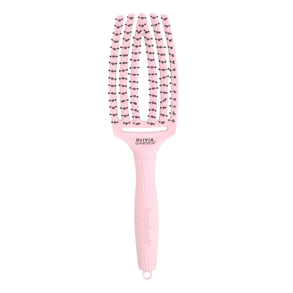 Olivia Garden Fingerbrush Care Iconic haarborstel met dubbele borstelharen &ndash; Pastelroze