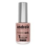 Andreia Professional Hybrid-Fusion Color Gel Vernis à ongles- I Do!-ID1 Rose avec des paillettes argentées et dorées. 10.5ml
