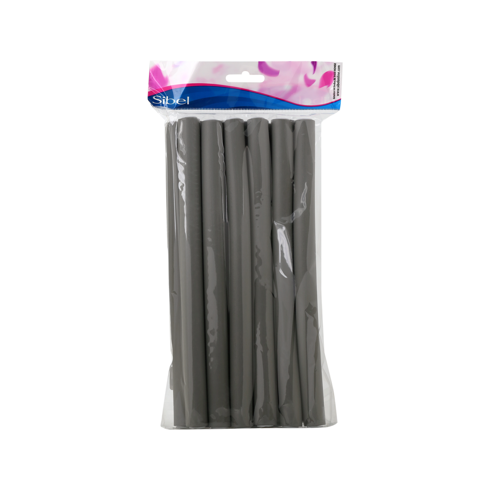 Sibel Lot de 12 Bigoudis Superflex Longs Gris