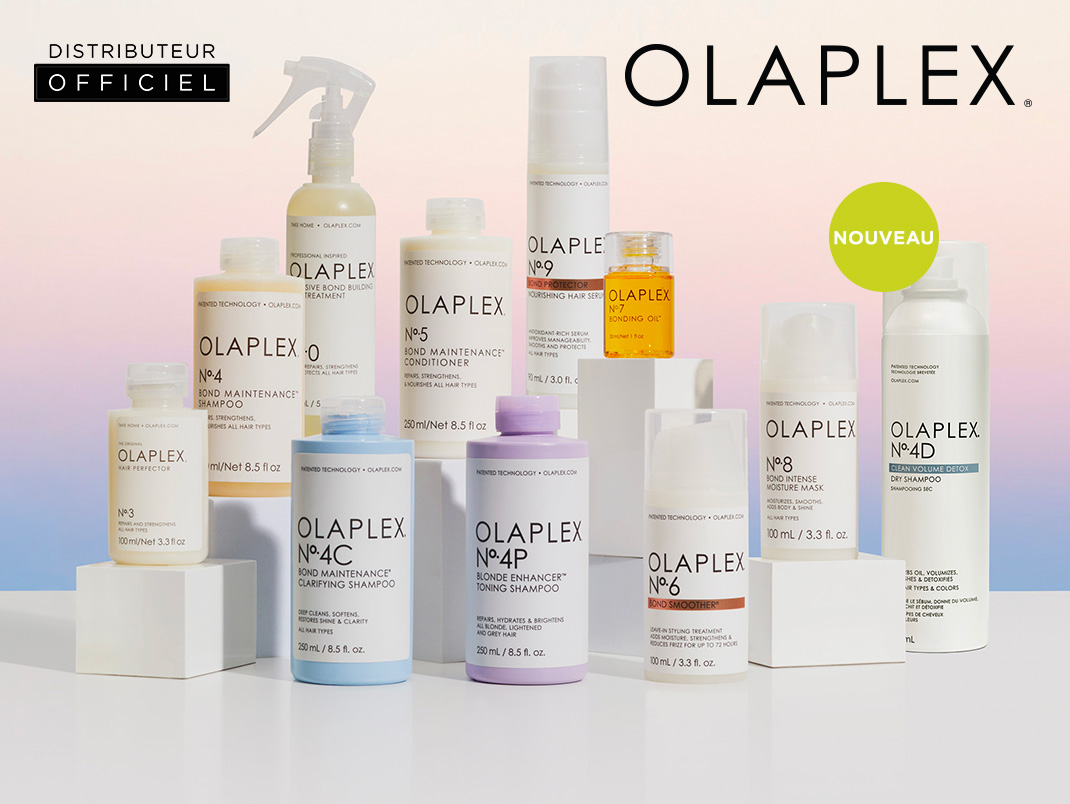 Découvrez OLAPLEX ! Répare vos cheveux de l'intérieur. Des cheveux bouclés aux cheveux lisses, OLAPLEX est adapté et efficace pour tous les types de cheveux.
