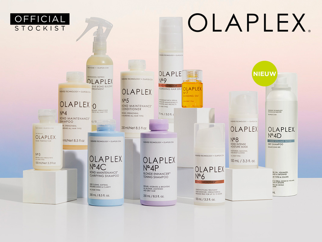 Ontdek OLAPLEX! Herstelt je haar van binnenuit. Van krullend tot steil haar, OLAPLEX is geschikt en heilzaam voor alle haartypes.